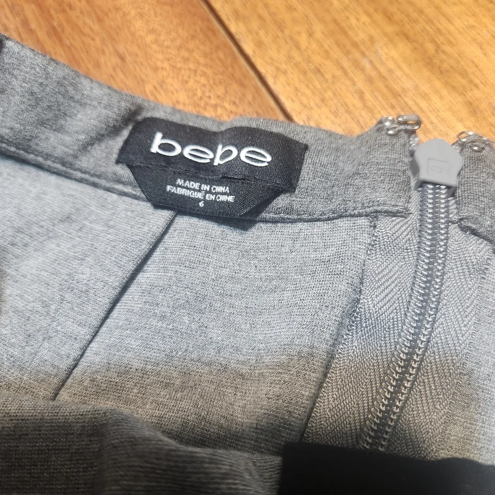 Bebe Elegant Gray Wrap Skirt Sz 6 - Picture 12 of 13